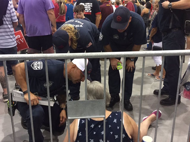 56 people, including officers, treated for 'heat-related' issues at President Donald Trump rally
