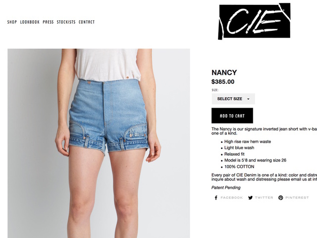 Upside-down shorts: CIE Denim selling inverted shorts for $385