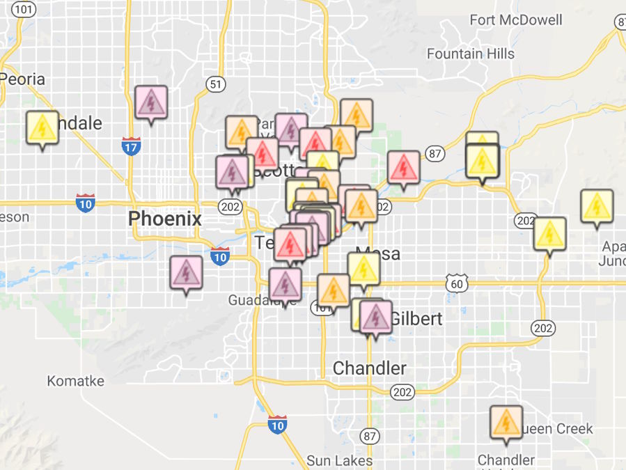 POWER OUTAGES More than 22,600 without power around the Valley (8/12